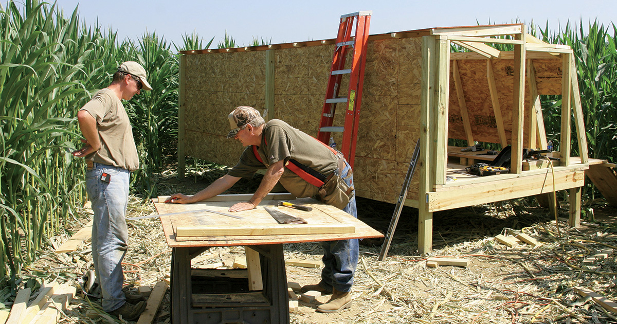Pressure-treated lumber and plywood were used to build the blind's structure. Photo by John Hoffman, DU