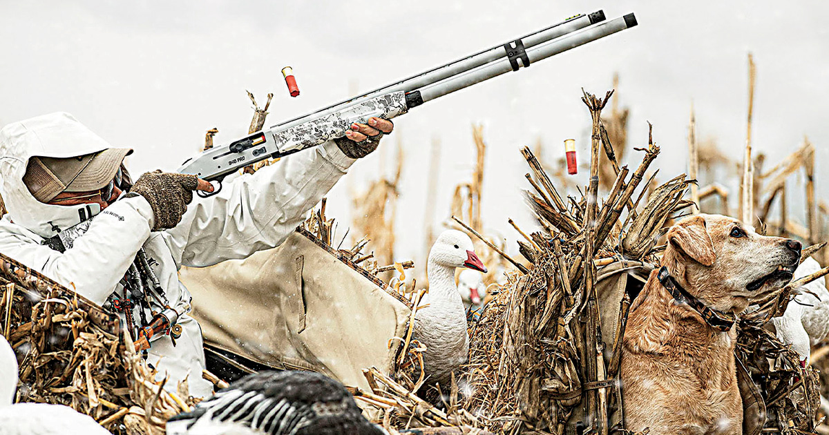 On a snow goose hunt. Photo courtesy of Mossberg.com